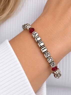 Allison Name Bracelet Silver Heart Toggle With Crystal Accents Vintage